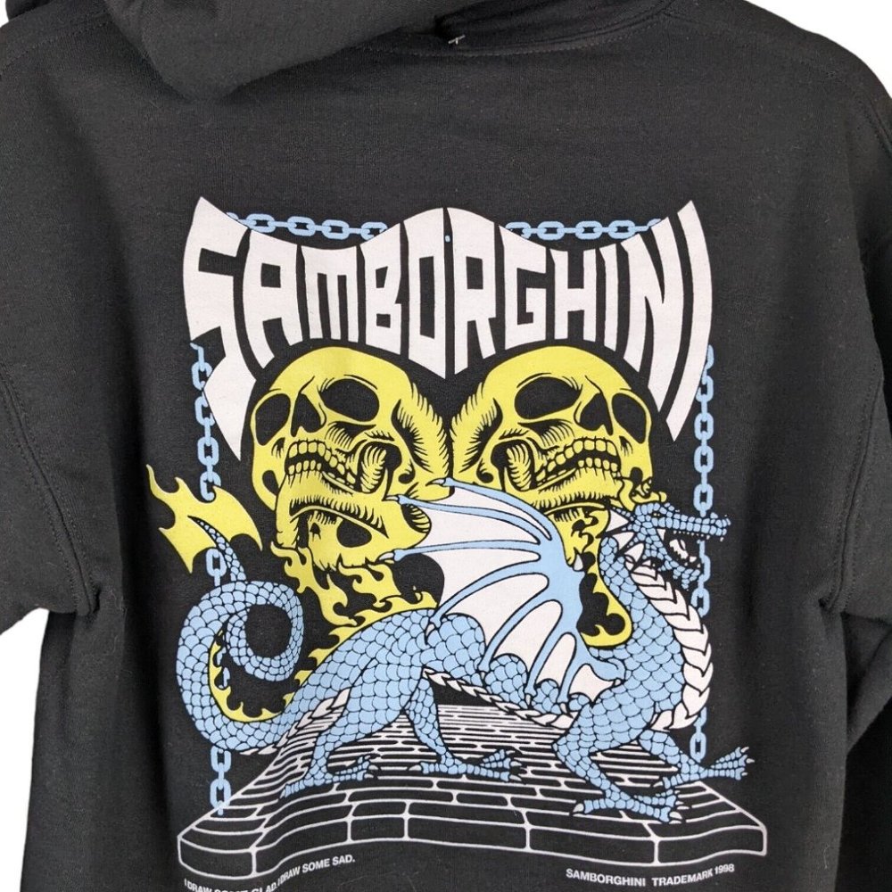 Samborghini After Party Black Skull Hoodie Sweater Size Small NWOT
